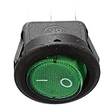 SODIAL(R) 5件の3ピンSPST緑のネオンライトオン/オフラウンドロッカースイッチ　AC 6A/250V 10A/125V