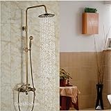Brass Antique Wall Mounted Shower Mixer Faucet Set Bathroom Outdoor Bath Shower Mixer Taps (total go