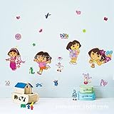 MLMSZ Dora the Explorer Peel & Stick Wall Decals Art Home Decals Vinyl DIY Removable Mural Decor [並行