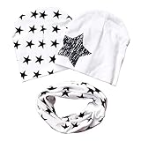 Ochine　ベビー　キッズ　子供　星柄帽子二枚＋星柄マフラー　コットン　三点セット　超可愛い　男女兼用　保温防寒　撮影用にも　出産祝い　贈り物　フリーサイズ　7色選択