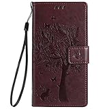 OMATENTI Huawei P8 Lite ケース, 100％手作り 高級PUレザー ケース 手帳型 保護ケース カード収納ホルダー付き 横置きスタンド機能付き マグネット式 Huawei P8 