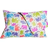 2 Maddie Moo Toddler Pillowcases, 13 x 18, Fun Colorful Elephants Design, 100% Cotton, Soft, Machine