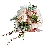 Homyl 人工牡丹　フラワー　造花　フラワーブーケ　結婚式　花嫁　花ガール　パーティー　装飾　DIY　デコレーション　3色選べ - シャンパン
