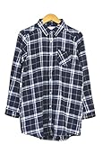 imb-so867-611 M Navy/Brown(2) (ヨンユー)4u ネルシャツ チェックシャツ チュニック imb-so867-611