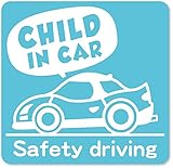 imoninn CHILD in car ステッカー　【マグネットタイプ】　No.49　スポーツカー　（水色）