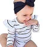 Domybestベビー服 ロンパース　ボディスーツ　カバーオール　男の子　女の子　かわいい　ストライププリント　ふわふわ飛び袖　ロンパース　ジャンプスーツ　長袖　カジュアル　春　秋　夏の冷房対策にも　