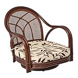 不二貿易 ラタン 回転 チェアー ロー  ブラウン 89303