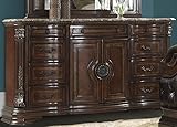 Antoinetta 9引き出し2ドアDresser &ミラーW /大理石で暖かいチェリー 標準 1919-5
