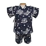 甚平スーツ 龍柄 定番 キッズ 男の子 子供 日本製 夏物 七夕 夏祭り j-71490 110cm ネイビー