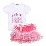 ベビー服　女の子　プリンセス　Ｔシャツ　チュチュ　スカート　２ピース　誕生日用 (80（0-1歳）)