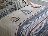 Rugged Bear Reversible Ships Sailboats and Stripes Quilt Full/Queen [並行輸入品]