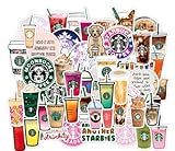 Chaojibao 54枚 コーヒーカップ PVC 防水デカール ダイアリー 可愛い おしゃれ DIYステッカー、スーツケースステッカー スノーボード、スーツケース、ギター、車 バイク 、ヘルメット、パソコン 携帯ノート ステッカー