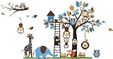 Jungle Zoo Meeting on a Tree Owl%ｶﾝﾏ% Monkey Wall Decal for Kids%ｶﾝﾏ% Nursery Room [並行輸入品]