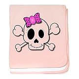 CafePress – キュートスカルBaby Blanket – スーパーソフトベビー毛布、新生児おくるみ ピンク 520172474-0-173-0