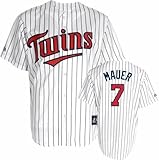 ジョー・マウアーマジェスティックホームピンストライプレプリカ# 7 Minnesota Twins Jerseyビッグサイズ XXXX-Large