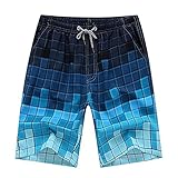 Aidle メンズ　サーフパンツ　ショーツ　水着　海水パンツ　海パン　ゴムウエスト　サーフトランクス (XXL, ブルーの正方形)