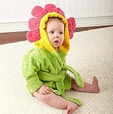 【ps.j】バスローブ ベビーバスローブ お包み アニマル ７種キャラ 出産祝い ギフトにもどうぞ！ (お花)