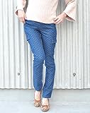 伸縮性のあるストレッチデニム　マタニティレギンスパンツ（カーゴパンツ）　ドットデニム　ネイビー系　Ｍ