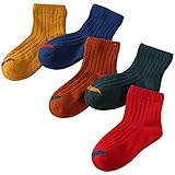 [Feoya]子供靴下 5足セット ソックス 男女兼用 秋 冬 綿 くつした キッズ 運動 トレーニング 男の子 保育園 幼稚園 ソックス スポーツ 3-5歳/足長14-16cm