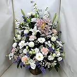 ほんまもん屋 キリスト教 の お供え にも 使える 洋風 お供え アレンジ（ 菊抜き ） (特大, 白の み) アレンジメント 法要 四十九日 お盆 お供え お悔み フラワーギフト 生花 プレゼント 