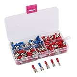 22-16AWGワイヤーメスの配線コネクタの圧着端子160pcsレッドブルー