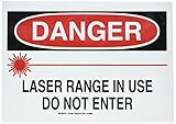 Brady 129269 Radiation and Laser Sign, Legend "Laser Range In Use Do Not Enter", 10" Height, 14" Wid