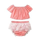 Scfcloth Newborn Baby Girl Toddler Off Shoulder Top + Tassel Lace Bottom Clothing Set Outfits (18-24