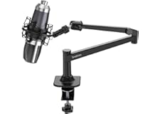 Smatree「2022改良版」ショックマウント付き マイクスタンド卓上　MV7 ポッドキャストマイクロホン、AT2020USB+などマイクロフォンにご対応でき　マイクロフォンアームスタンド　スマホ＆タブレットにも対応でき　NW-700マイク スタン