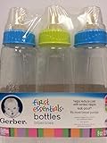 Gerber First Essential Clear View BPA Free Plastic Nurser With Latex Nipple, 9 Ounce, 3 Pack - Blue,