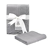 Manhattan Kids 赤ちゃん ブランケット コットン製 出産祝い ベビー バスタオル 夏用 冬用 通気 キッズ 寝具 新生児 綿100% 毛布 箱入り 76cm×102cm (レース風/グレ