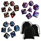 多面体 ダイス サイコロ セット 7サイズ アクリル 3色 21個入り D20 D12 D10 D8 D6 D4 神話TRPG MTG カードゲーム テーブルゲーム用 収納袋付き (3色)