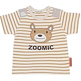 【本体綿100％】2016年 夏物 ZOOMIC ズーミック 天竺 鹿の子ボーダー アップリケ 半袖Ｔシャツ ベージュ◇80cm