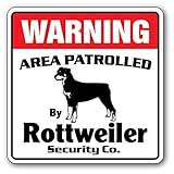 WARNING AREA PATROLLED By Rottweiler Security Co.サインボード：ロットワイラー 警備会社 セキュリティー パトロール 看板 Made in U.S.A 