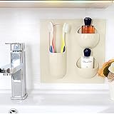 Merssavo 1本接着剤収納棚ラック頑丈な壁のバスルームの歯ブラシホルダー3穴ピンク