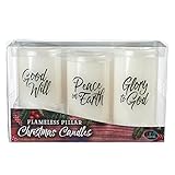 Flameless Waxピラークリスマスキャンドル、ホワイト、3のセット