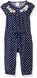 Gymboree Baby Toddler Girls' Dot Romper with Floral Detail Bulldozer Blue 12-18 Months [並行輸入品]