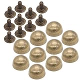 TSUKURIRO 底鋲 丸型 12mm ネジ バッグ カバン 修理 レザークラフト DIY ハンドメイド パーツ (アンティークゴールド, 10個セット)