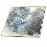 3drose Wild Blackberry Studio – アートとインスピレーション – The Crescent Moon Floating In A水彩空 – タイル 8-Inch-Glas