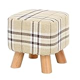 不二貿易 スクエアスツール チェック柄 アイボリー 70116
