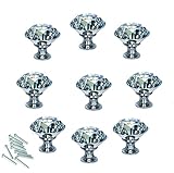 HOSL 10PCS 40MM Diamond Shape Crystal Glass Cabinet Knob Cupboard Drawer Pull Handle/Great for Cupbo