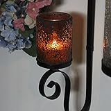 Home impressions Cracked Mosaic Glass Flameless Pillar Led Wax Candle Light with Timer, Wine Red [並行