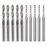 10 PCS超硬エンドミルカッター、AFUNTA 5個1.55ミリメートルCNCルータビットと5個1/8"3.175mmフラットノーズフルートPCBマシンのアップカットスパイラルセットツールナイロン樹