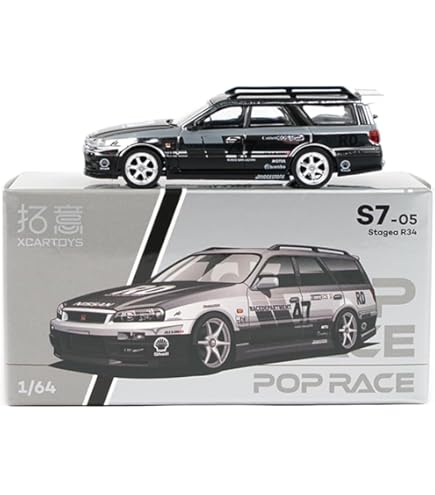 日産ステージア　ミニカー Amazon | XCARTOYS ポップレース 日産 ステージア R34 1/64 ダイ