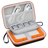 Lacdo ハードドライブ・キャリング・ケース 用 LaCie Rugged Mini/Rugged 外付けハードドライブ ポータブルHDD 1TB 2TB 4TB 5TB USB 3.0 2.0ハードEVA耐衝撃保護ストレージホルダートラベルバッグ、ブラック+オレンジ