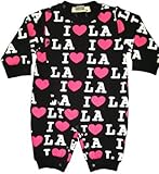 アイラブ：LA★　スウェット素材：ロンパース　クロ 　70・80ｃｍ (70ｃｍ)