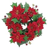 エルアーツ クリスマス オーナメント ポインセチアリース 全長25cm・花径5.5~9cm E8674-00