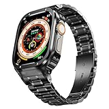 [Enosyu] BD045 iwatch専用カバー 改造のiWatch用バンドとケース ケース一体型 ステンレス材質 交換用バンド (49mm, BD045ブラックスチールベルト)