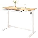 FLEXISPOT 電動式昇降デスク EG8（幅120×奥行60，木製天板）メーカー5年保証 メモリー機能付き 組立簡単 USBポー ト付き スタンディングデスク パソコンデスク オシャレ (脚部（白）+天板（メイプル）)