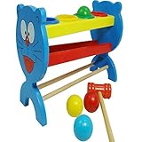 ノーブランド品 木製 ぴょこぴょこ パズル 色の認識 ハンマートイ 幼児用 プレゼント たたくおもちゃ ブルー