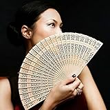 mazimark --エレガントなLadyヴィンテージスタイル木製アート彫刻ウェディングパーティー折りたたみハンドファン